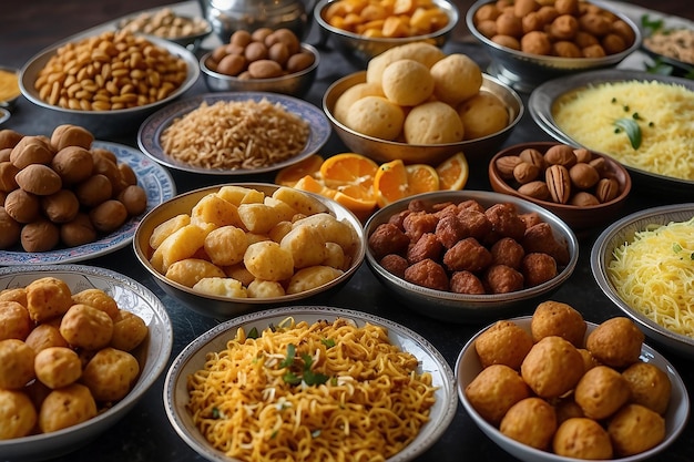 Comida variada para el Iftar durante el Ramadán