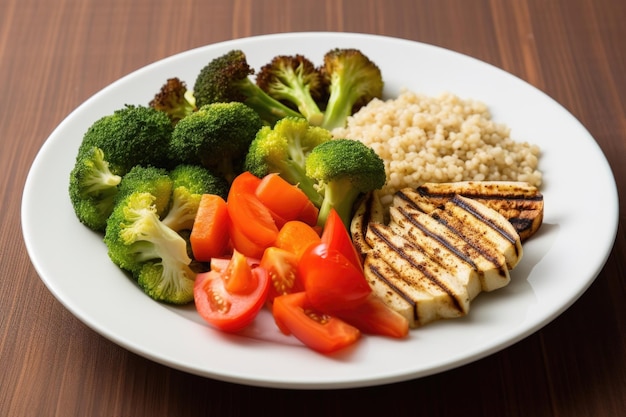 Foto comida vegetariana sana y equilibrada en un plato