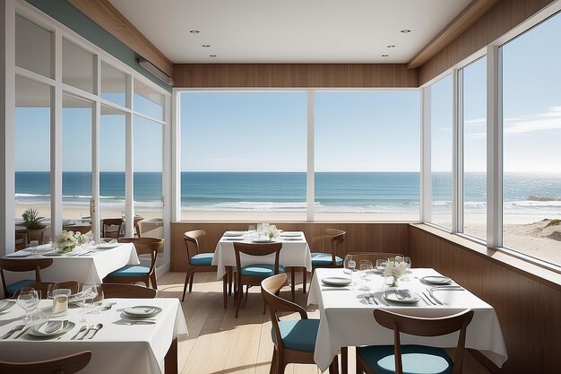 Comidas costeras contemporáneas frente al océano Vistas minimalistas de lujo Gastronomía junto al mar