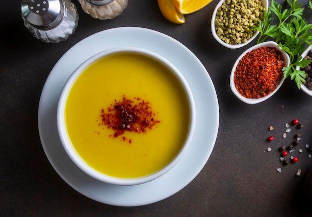 Comidas tradicionais turcas deliciosas sopa de lentilhas vermelhas nome turco Mercimek corbasi