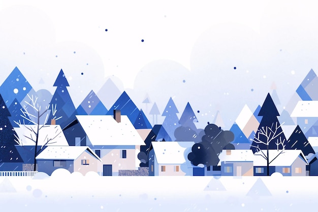 Foto comienzo del invierno concepto de término solar ilustración aldea de invierno escena nevada cartel de ilustración