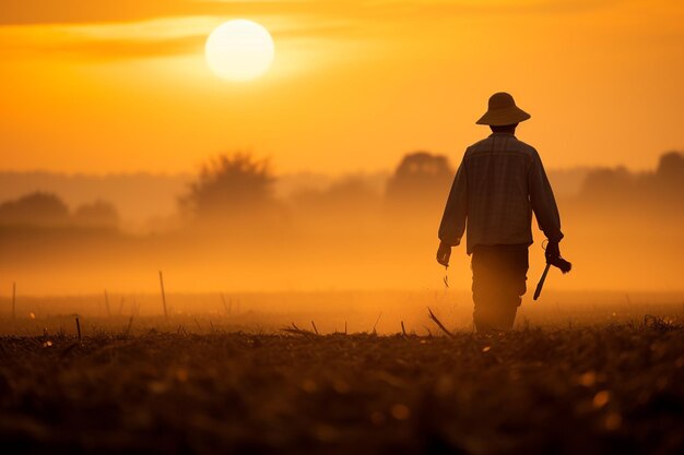 Los comienzos dorados La dedicación del agricultor al amanecer