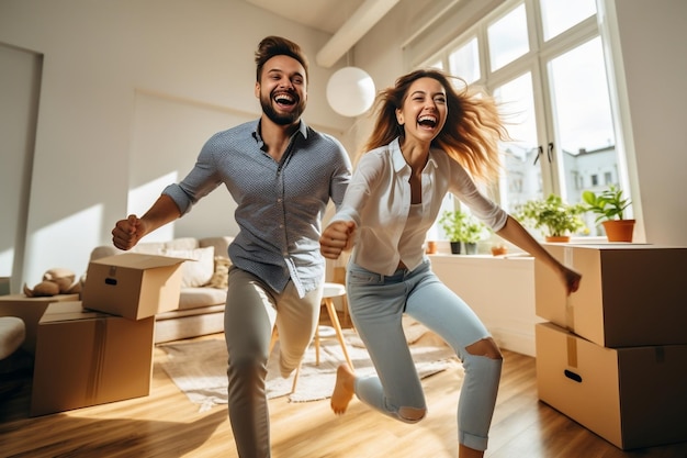 Foto comienzos felices disfrutando juntos de la ia generativa