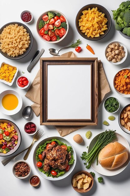 Community Potluck Restricciones Dietéticas Mockup de señalización con espacio blanco en blanco para colocar su diseño