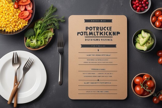 Foto community potluck restricciones dietéticas mockup de señalización con espacio vacío para colocar su logotipo