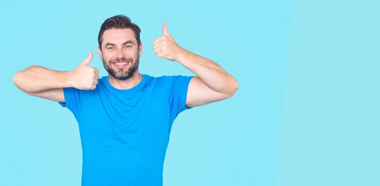 Como conceito Escolha Feedback Homem Mão com polegar para cima como bom e sim Homem com como sinal de dedo Ícone de mão Homem com sinal de mão polegar para baixo sim como conceito