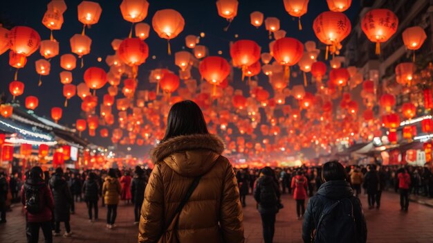 Foto como el evento principal del festival de linternas del cielo de pingxi 2014 en la plaza de lenteras del cielo shifen en el quinceavo día del festival de lanternas del año nuevo lunar 14 de febrero de 2014 taipei