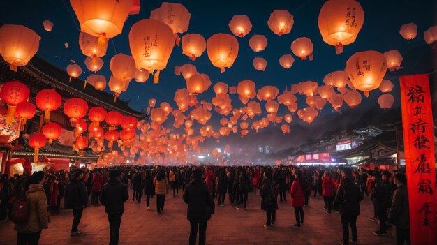 Como el evento principal del Festival de Linternas del Cielo de Pingxi 2014 en la Plaza de Lenteras del Cielo Shifen en el quinceavo día del Festival de Lanternas del Año Nuevo Lunar 14 de febrero de 2014 Taipei