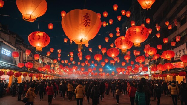 Como el evento principal del Festival de Linternas del Cielo de Pingxi 2014 en la Plaza de Lenteras del Cielo Shifen en el quinceavo día del Festival de Lanternas del Año Nuevo Lunar 14 de febrero de 2014 Taipei