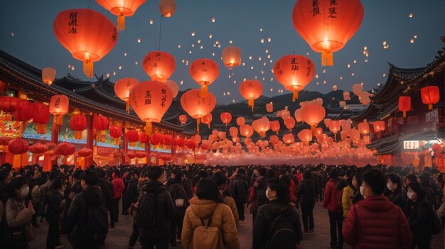 Como el evento principal del Festival de Linternas del Cielo de Pingxi 2014 en la Plaza de Lenteras del Cielo Shifen en el quinceavo día del Festival de Lanternas del Año Nuevo Lunar 14 de febrero de 2014 Taipei