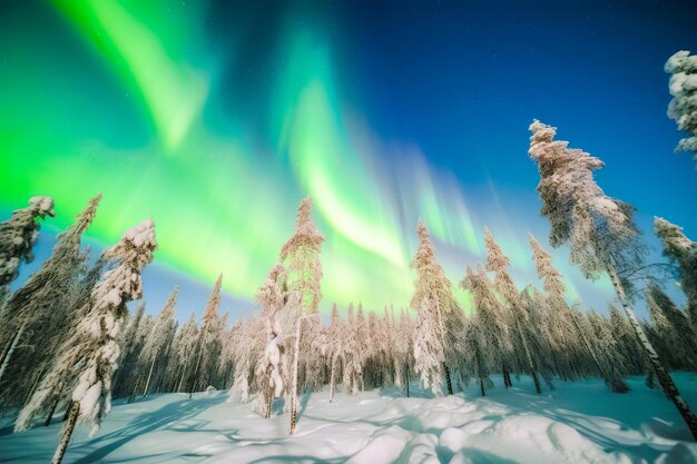 Como si estuviera en llamas la alta saturada aurora boreal arde por encima del entorno iluminado generativo ai