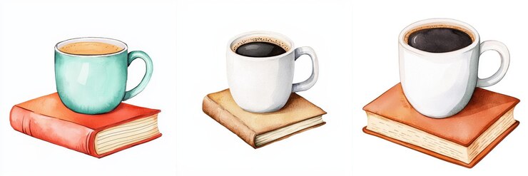 Las cómodas tazas de café en los libros crean una atmósfera cálida y acogedora para la relajación, perfectas para disfrutar de un momento de tranquilidad con una buena lectura.