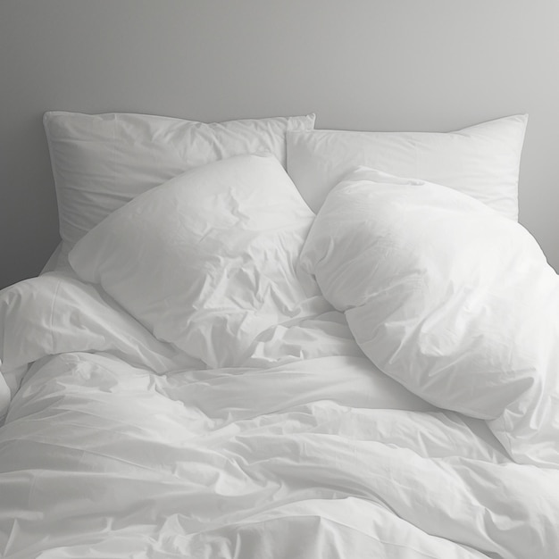 Comodidad monocromática ropa de cama blanca en desorden tonos blancos y negros para las redes sociales