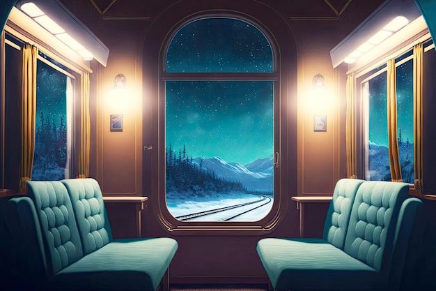 Cómodo cupé suave en Polar Express Train con dos sofás