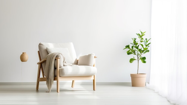 Foto un cómodo sillón en un piso de parquet