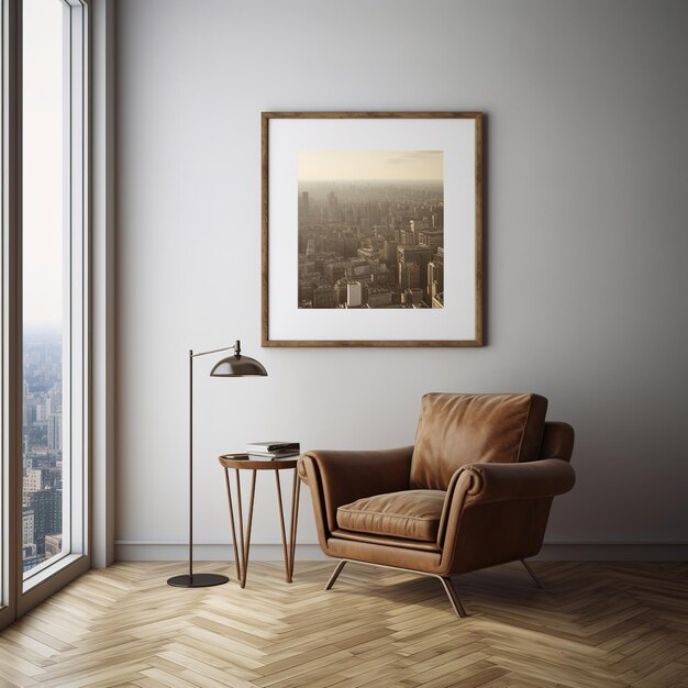 Foto un cómodo sillón en un piso de parquet