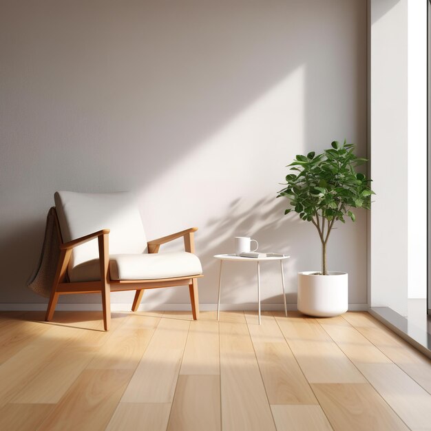 Foto un cómodo sillón en un piso de parquet