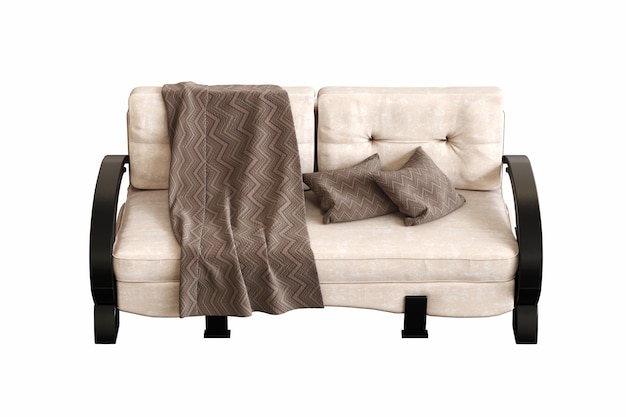 cómodo sofá suave aislado sobre fondo blanco muebles interiores ilustración 3D cg render