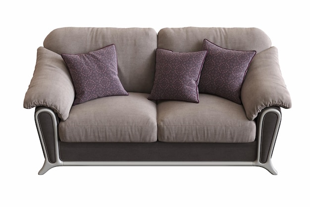 cómodo sofá suave aislado sobre fondo blanco muebles interiores ilustración 3D cg render