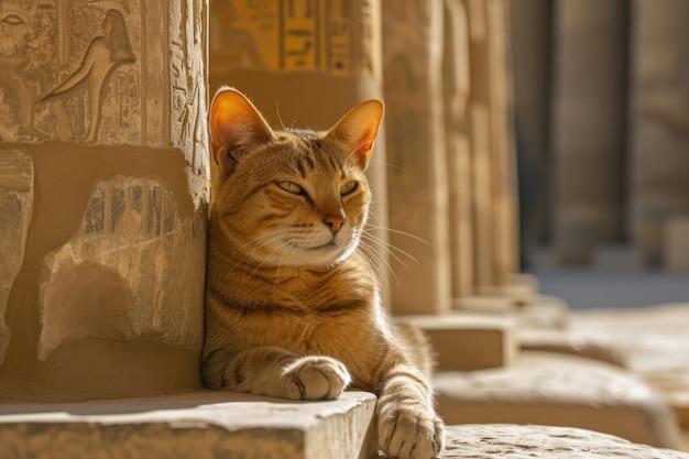 Foto un compañero felino que encarna el espíritu del antiguo egipto