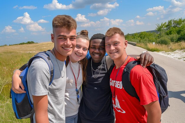 Companheiros de classe em viagem de verão de fim de ano