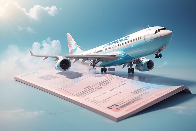Foto compañía aérea volar en todo el mundo tarjeta de embarque ocio turismo vacaciones vacaciones de verano concepto en pastel