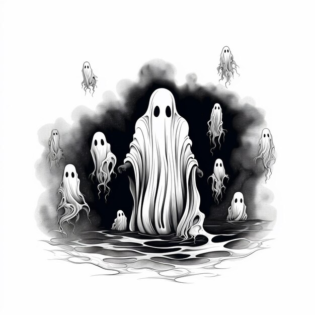 Foto compartilhar fantasma de halloween desenhado à mão