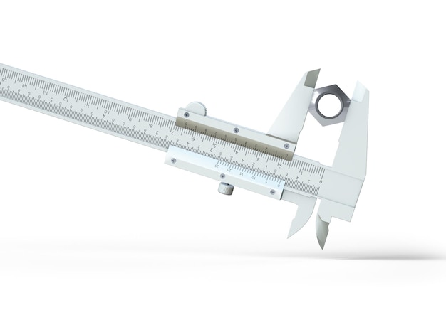 Compasso de calibre vernier medindo uma porca