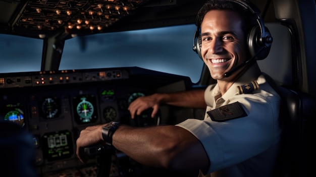 Foto la competencia radiante de los pilotos cualificados de airbus