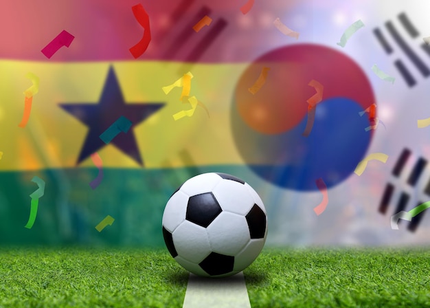 Competição da Taça de Futebol entre o Gana nacional e a Coreia do Sul nacional
