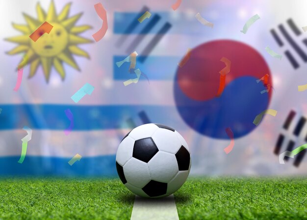 Competição da Taça de Futebol entre o Uruguai nacional e a Coreia do Sul nacional
