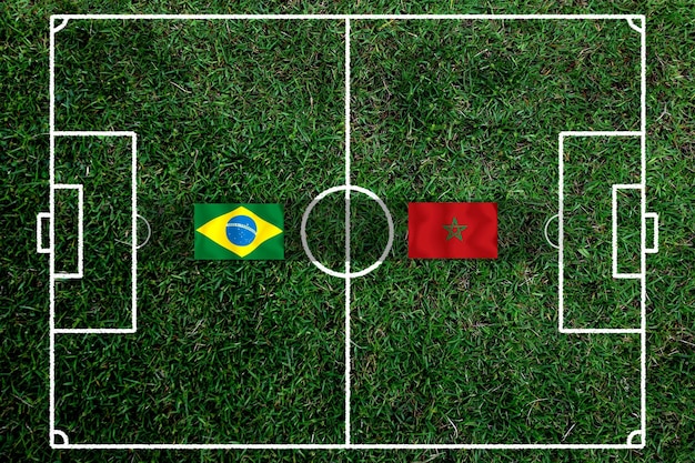 Foto competição de copa de futebol entre o nacional brasil e o nacional marrocos