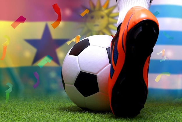 Competición de la Copa de Fútbol entre el nacional de Ghana y el nacional de Uruguay