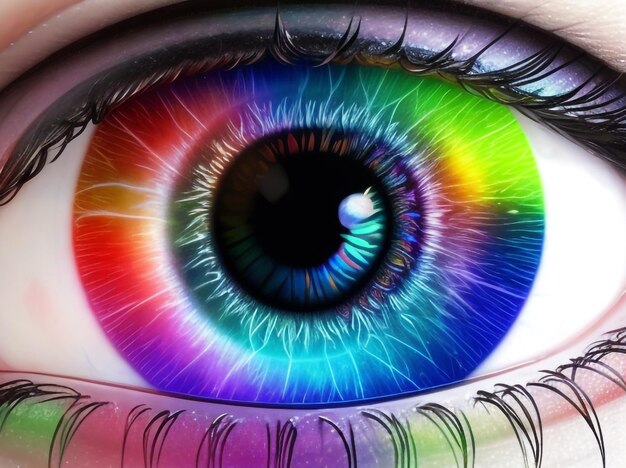 Compilação de animação hipnotizante de olhos de íris multicoloridos