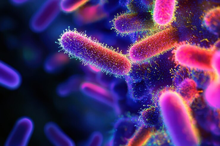 La complejidad y la estructura biológica reveladas en los microorganismos brillantes en un fondo de gradiente oscuro