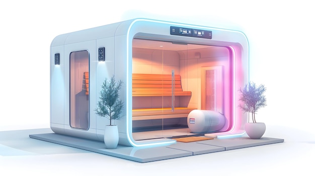 Foto un complejo futurista con controles biométricos de sauna inteligentes que mezcla tecnología avanzada y relajación