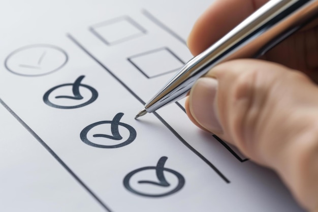 Completar la lista de control a mano con el bolígrafo