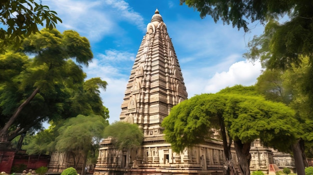 Foto complexo do templo de mahabodhi em bodh gaya sítio histórico da unesco patrimônio arquitetônico turístico ai