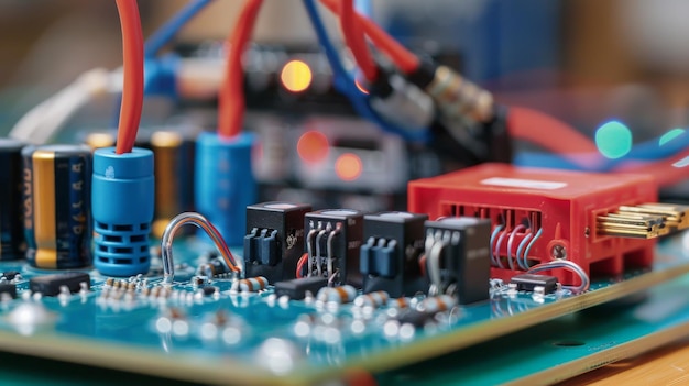 Componentes electrónicos en una placa de circuitos