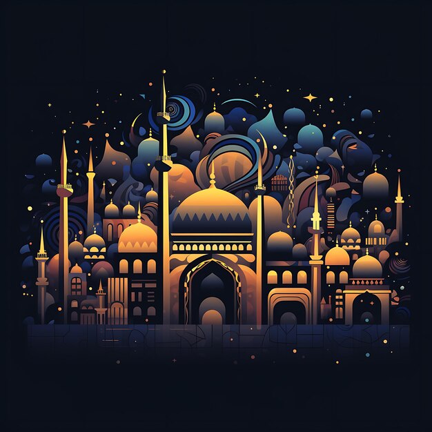 Componer una imagen evocadora de la celebración del Año Nuevo Islámico con un fondo gradiente