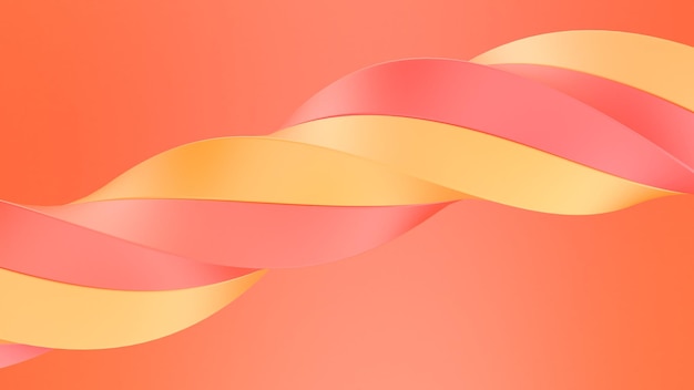 composição abstrata mínima figura fita laranja amarelo renderização 3d