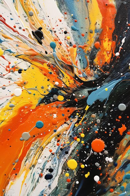 Composição abstrata misturando acrílico e pintura a óleo obra de arte dinâmica e enérgica uma pintura abstrata vibrante e dinâmica com salpicos de várias cores