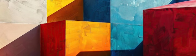 Foto composição artística de grandes blocos vívidos de cores justapostos contra tons neutros perfeitos para decoração de casa atraente e impressões de arte moderna