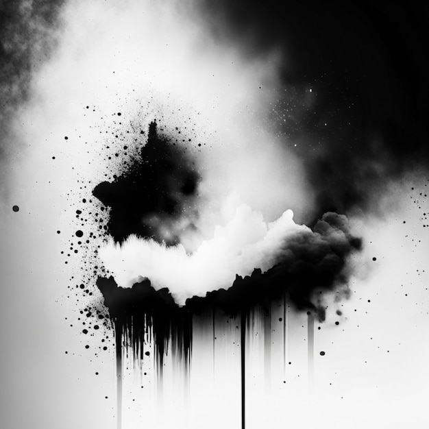 Composição branca marcador abstrato doodle cores nebulosas fundo preto textura grunge