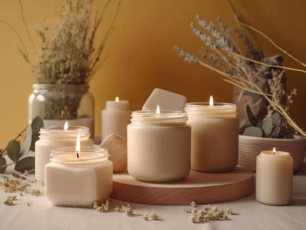 Composição caseira aconchegante com velas