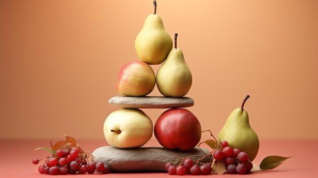 Foto composição com diferentes frutos e frutas