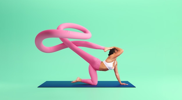 Composição com pessoa com pernas flexíveis para o Dia Internacional de Yoga