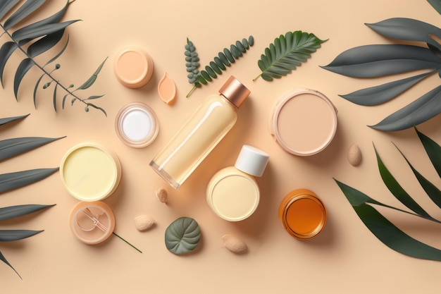 Composição com produto cosmético orgânico natural Ilustração AI Generative