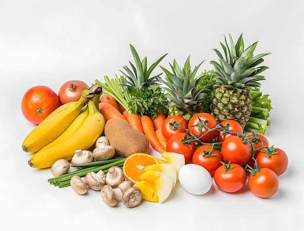 Composição com vegetais frescos isolados em fundo branco Alimentação saudável