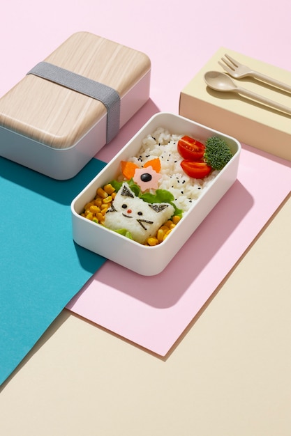 Foto composição da caixa de bento japonesa saudável